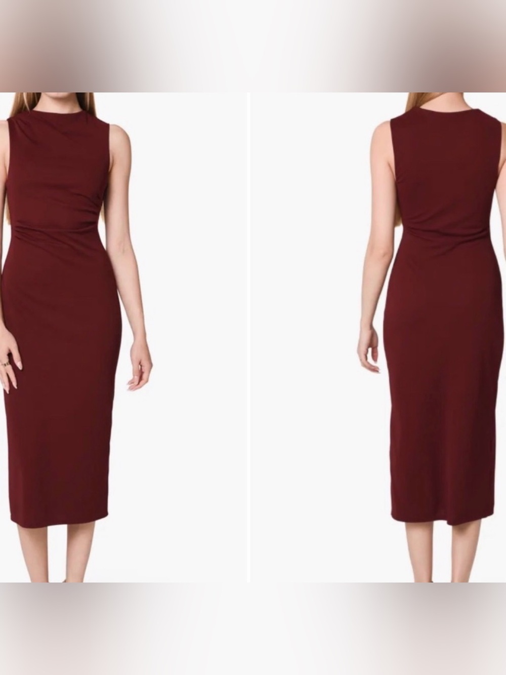 WAYF Woman Ruched Midi Dress Size XL Maroon